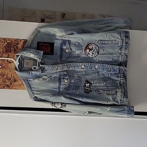 Bershka Vintage Embroidered Denim Jacket